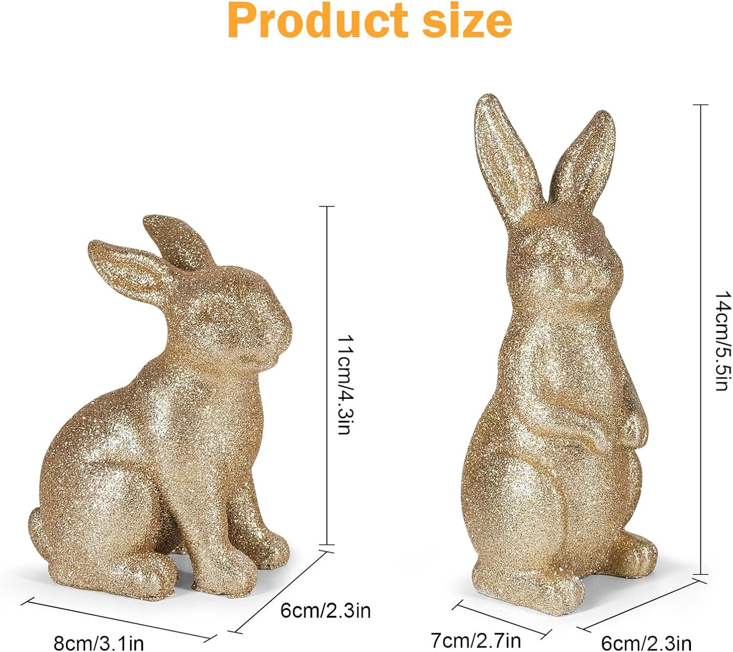 Golden Powder Polyresin Bunny Easter Decor,