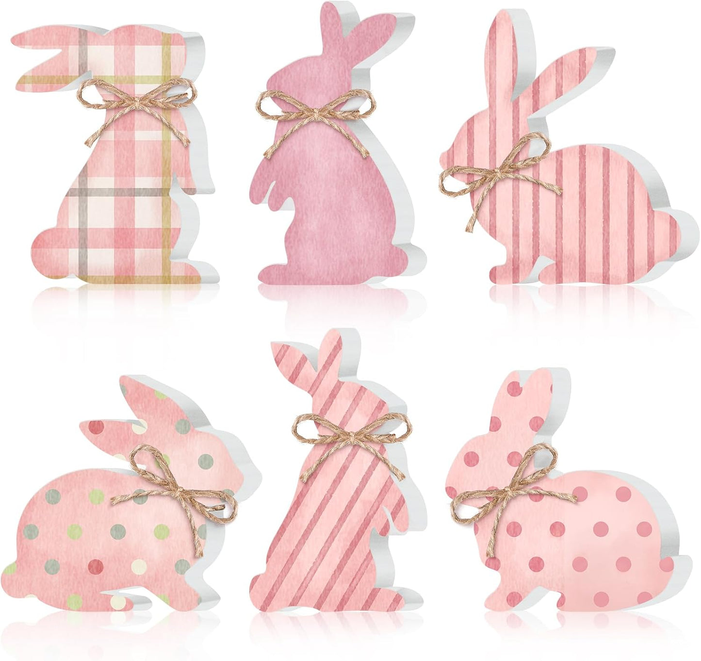 6 Pcs Easter Bunny Wooden Signs Wooden Rabbit