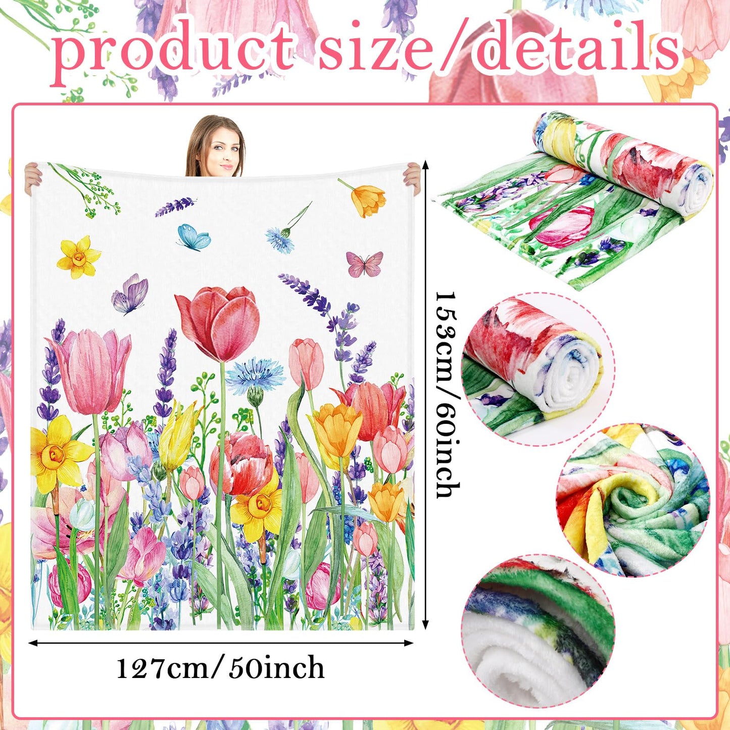 Tulip Blanket Throw Blanket 50 x 60 Inch