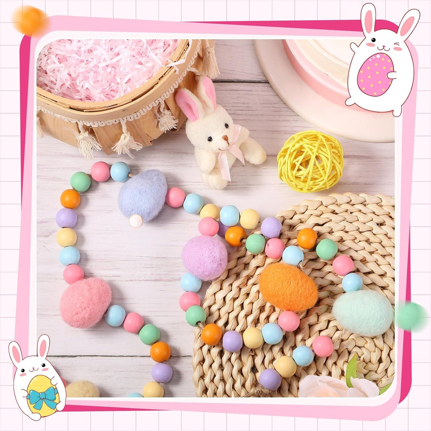 Easter Wood Beads Garland