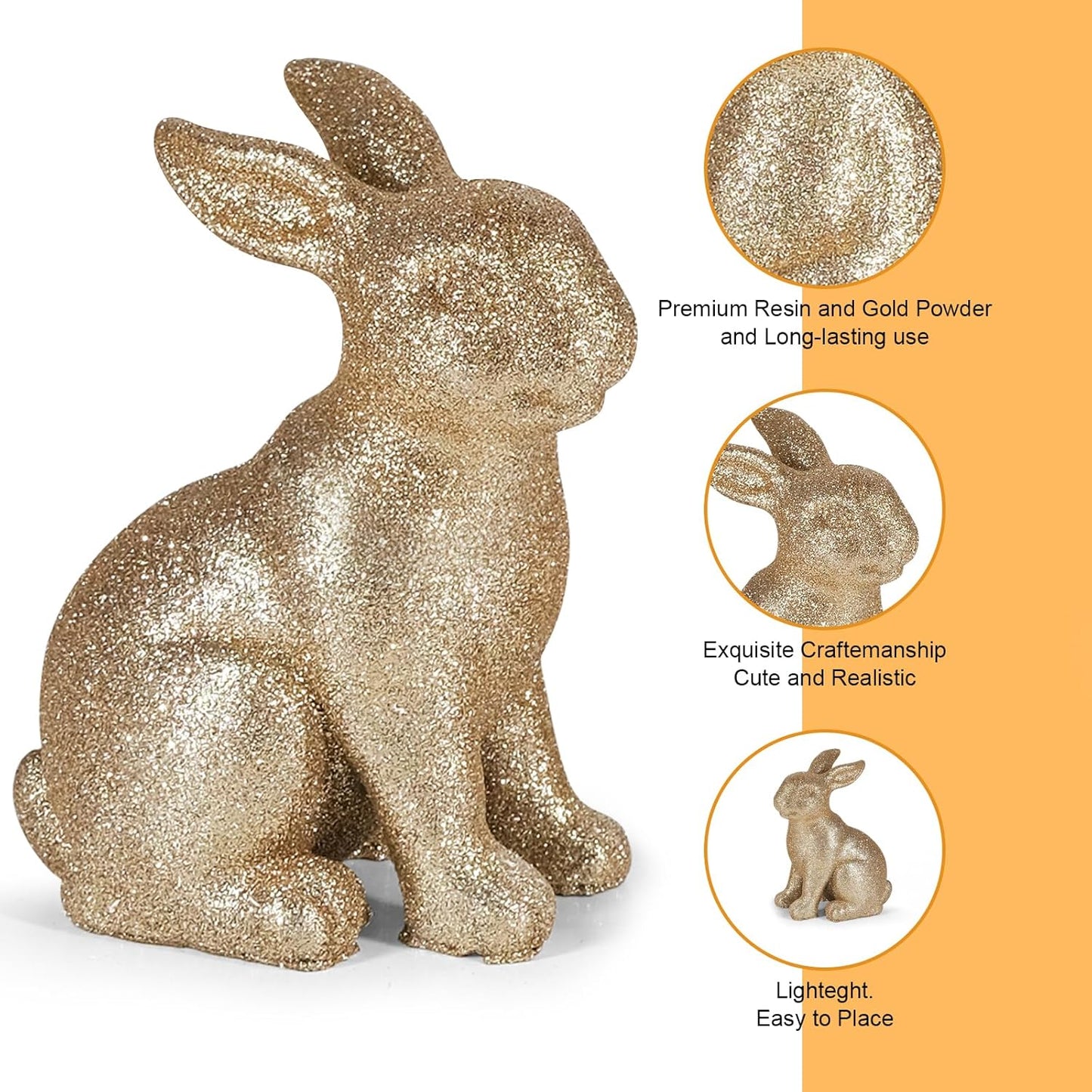 Golden Powder Polyresin Bunny Easter Decor,