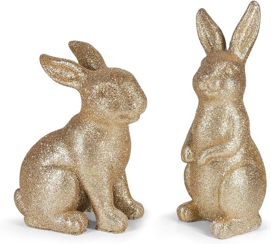 Golden Powder Polyresin Bunny Easter Decor,